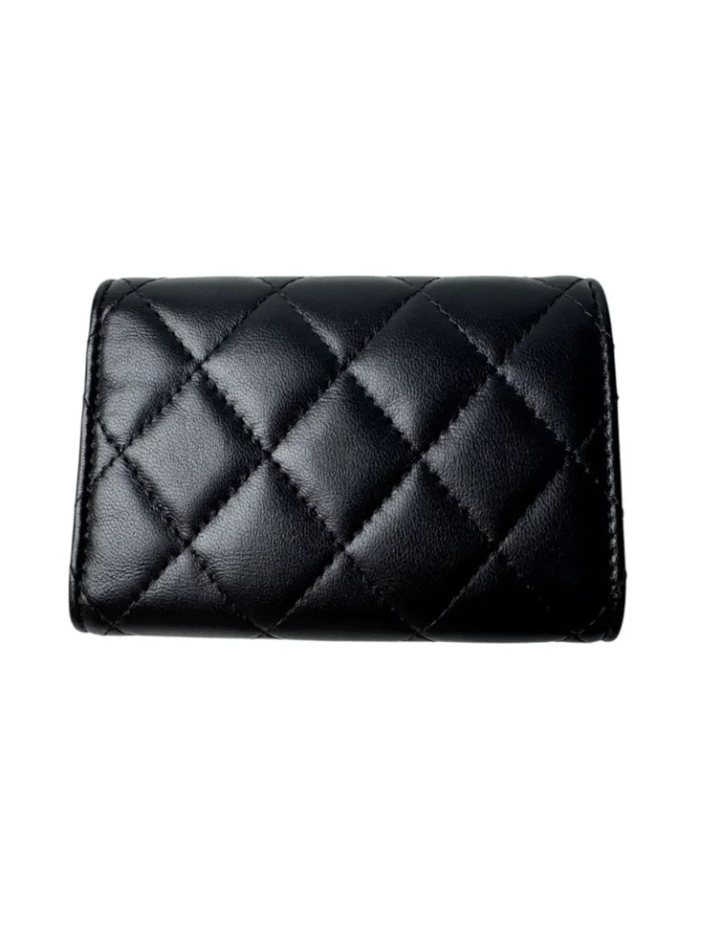 Chanel Quilted CC Logo Compact Wallet So Black